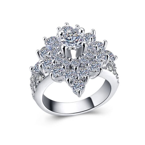 💎Generous Vintage Zircon Silver Luxury Flower Rings for Women, INDN8094 - Picture 11 of 15